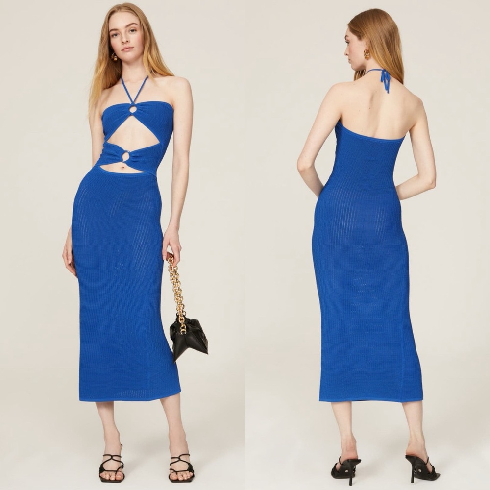 SOLID & STRIPED Ariana Dress - Blue Halter Bodycon Dress